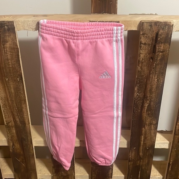Adidas Pink Polar Fleece Sweatpants White Stripes bottoms NEW Sz 24Mos - Picture 10 of 11